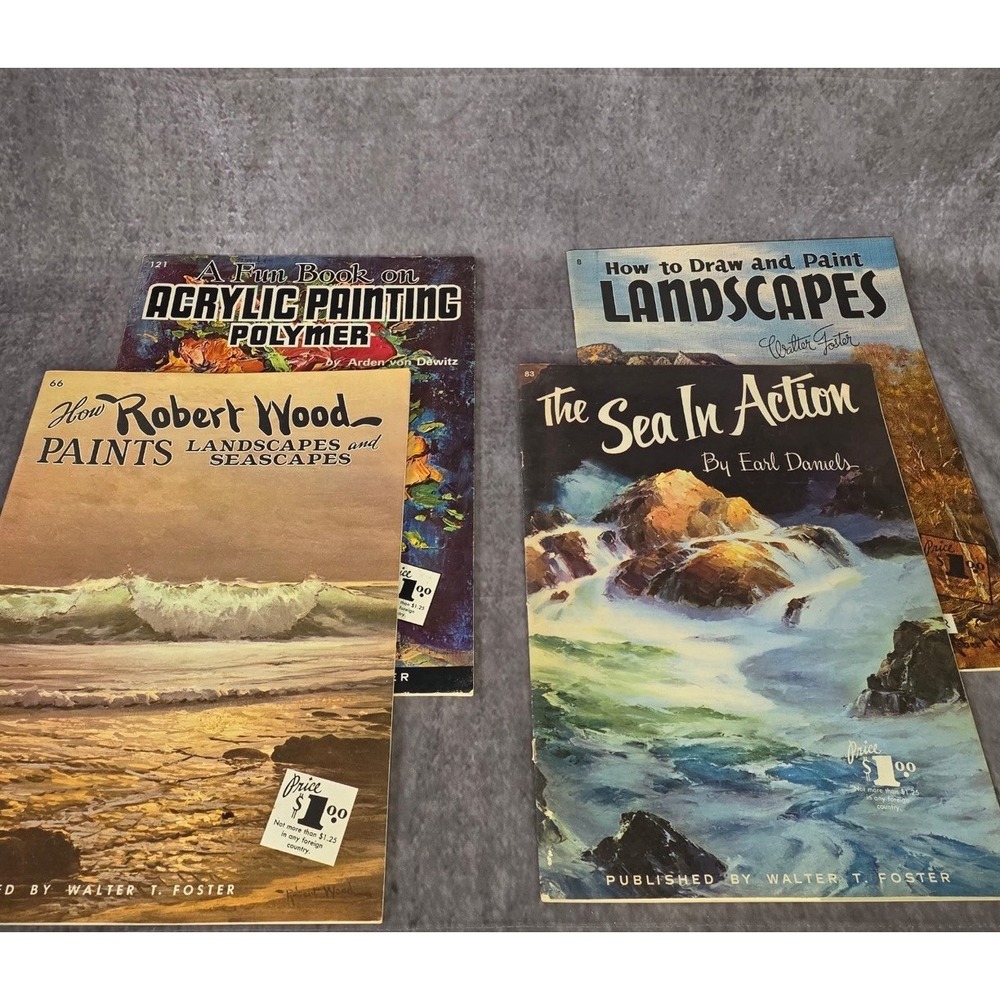 Lot of 4 Vintage How To Paint & Draw Books Walter T Foster #8, 66, 83, 121
